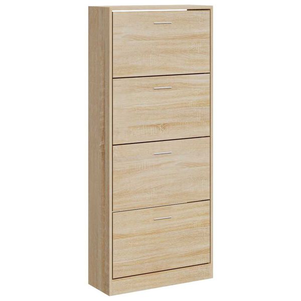 vidaXL Zapatero madera contrachapada roble Sonoma 63x24x147 cm