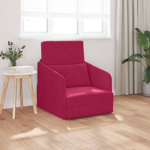 vidaXL Sof&aacute; cama Rojo vino 65 x 80 x 83 cm Terciopelo