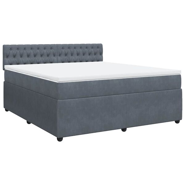 vidaXL Cama box spring con colch&oacute;n terciopelo gris oscuro 180x200 cm