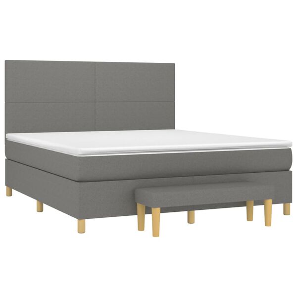 vidaXL Cama box spring con colch&oacute;n tela gris oscuro 180x200 cm