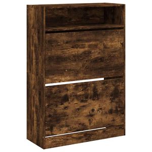 vidaXL Zapatero 2 cajones abatibles roble ahumado 80x34x116 cm