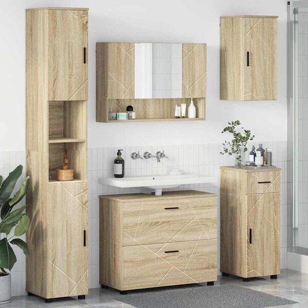 vidaXL Juego de muebles de baño 5 pcs Roble Sonoma 30 x 35 x 192 cm