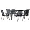 vidaXL Juego de comedor para jard&iacute;n 7 piezas acero y textilene negro