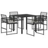 vidaXL Conjunto de Comedor de Jard&iacute;n 5 uds. Negro rat&aacute;n sint&eacute;tico