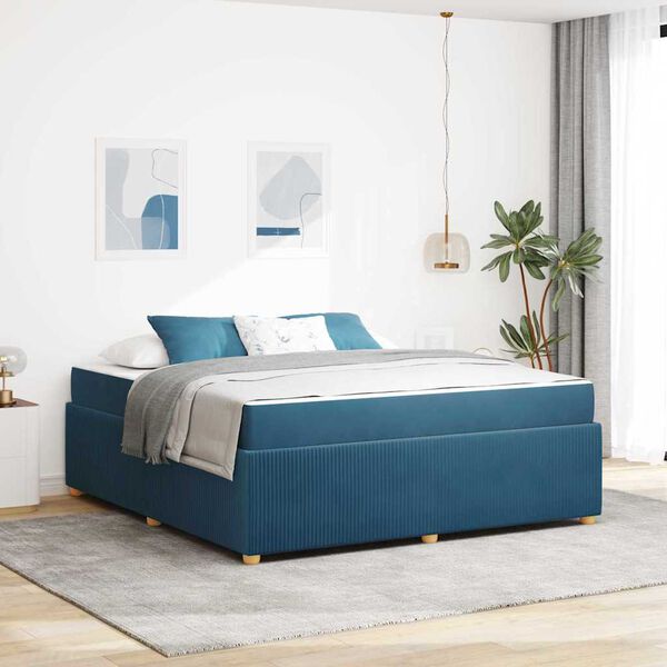 vidaXL Estructura de cama con colch&oacute;n Azul 180 x 200 cm tela