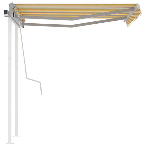 vidaXL Toldo manual retr&aacute;ctil con postes amarillo y blanco 3x2,5 m
