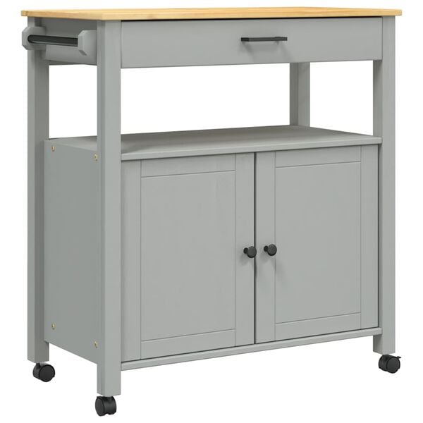 vidaXL Carrito de cocina MONZA madera maciza de pino 84x40x88,5 cm