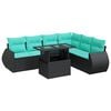 vidaXL Set sof&aacute;s jard&iacute;n y cojines 7 pzas rat&aacute;n sint&eacute;tico acacia negro