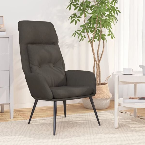 vidaXL Sill&oacute;n de relax de cuero sint&eacute;tico de ante gris oscuro