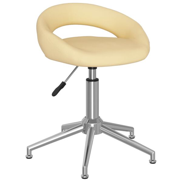 vidaXL Silla de oficina giratoria de cuero sint&eacute;tico color crema