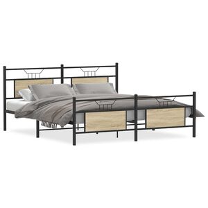 vidaXL Estructura de cama sin colch&oacute;n metal roble Sonoma 160x200 cm