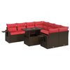 vidaXL Set sof&aacute;s jard&iacute;n y cojines 9 pzas rat&aacute;n sint&eacute;tico acacia marr&oacute;n