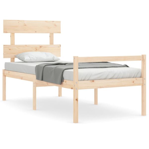 vidaXL Cama para personas mayores con cabecero madera maciza 90x200 cm