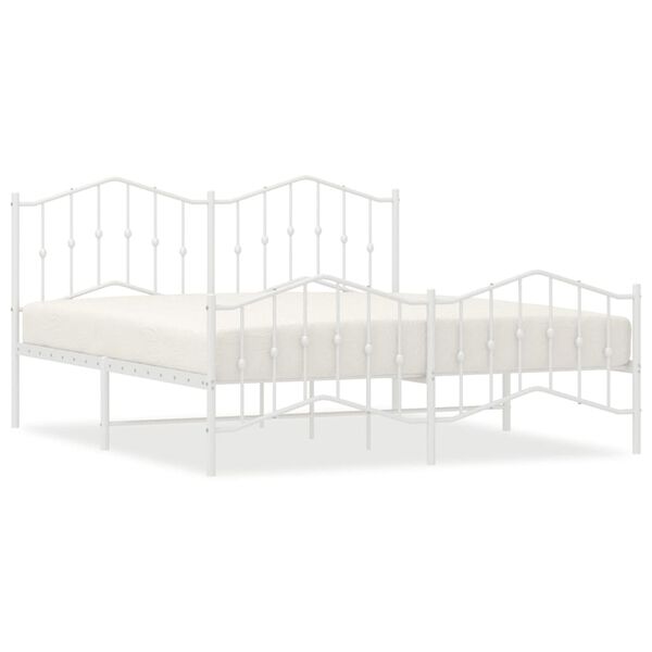 vidaXL Estructura cama sin colchón con estribo metal blanco 183x213 cm