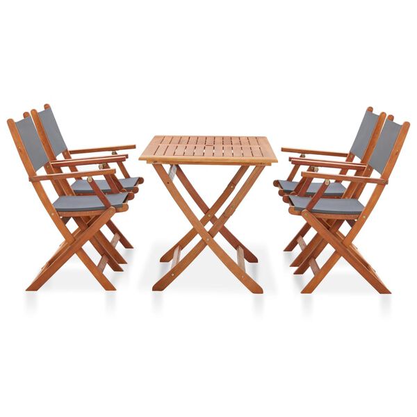 vidaXL Set de comedor para jard&iacute;n 5 pzas madera maciza eucalipto gris