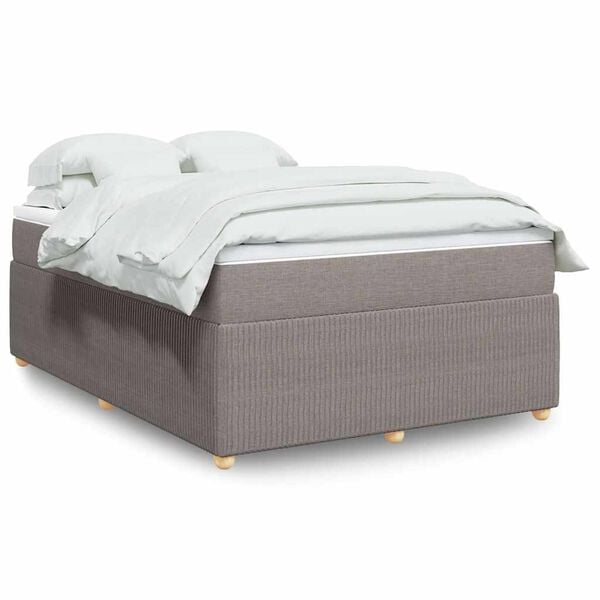 vidaXL Cama box spring con colch&oacute;n tela gris taupe 160x200 cm
