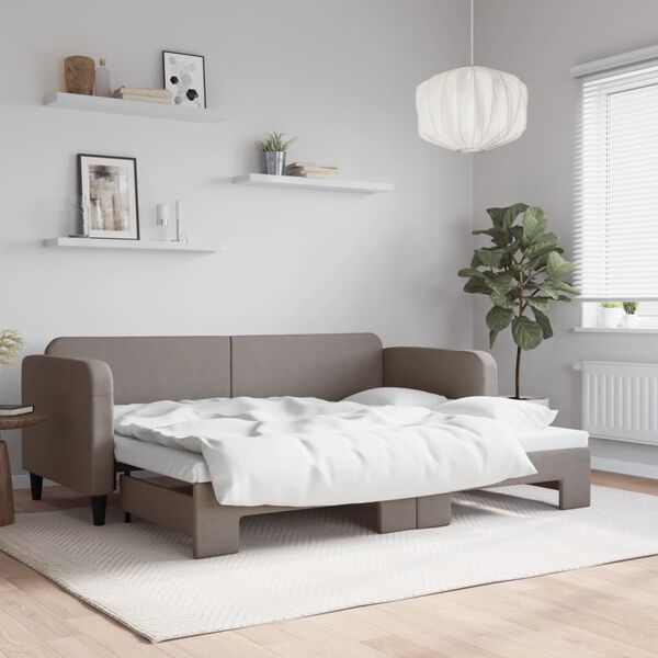 vidaXL Sofá cama nido tela gris taupe 80x200 cm