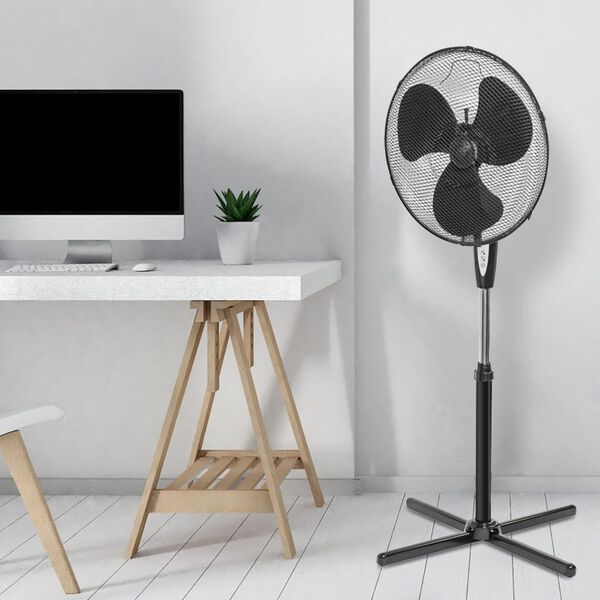 Betron Ventilador de pie con mando a distancia 45cm 45W negro ASV45ZR