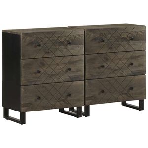 vidaXL Aparadores 2 uds. madera maciza de mango negro 60x33x75 cm
