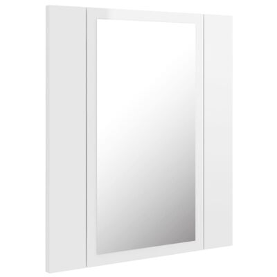 vidaXL Armario espejo de baño LED acrílico blanco brillo 40x12x45 cm
