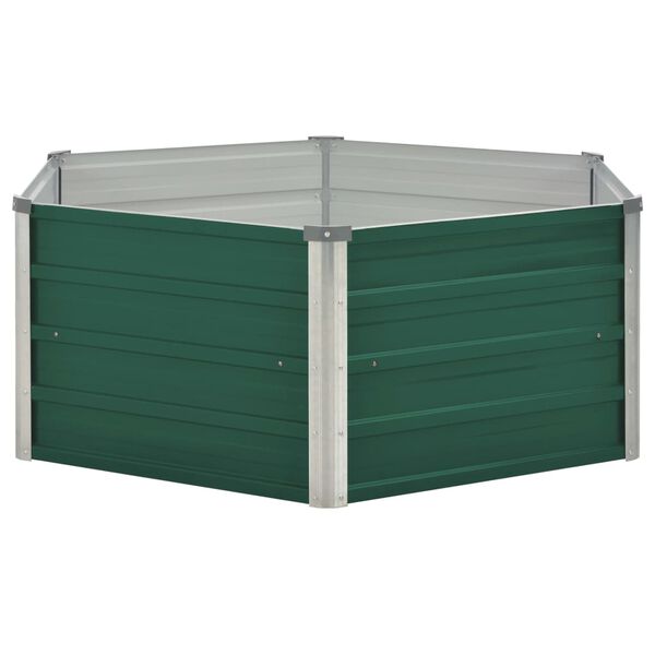 vidaXL Arriate elevado de acero galvanizado verde 129x129x45 cm
