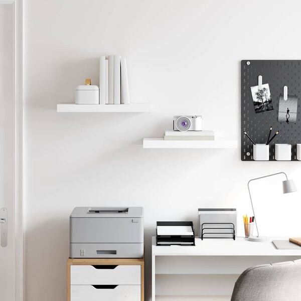 vidaXL Estante flotante de pared 2 uds MDF blanco brillo 50x23x3,8 cm