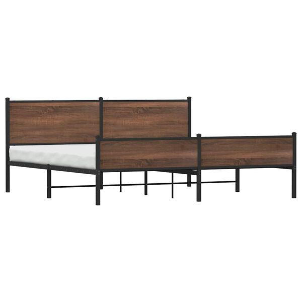vidaXL Estructura de cama sin colch&oacute;n metal roble marr&oacute;n 193x203 cm
