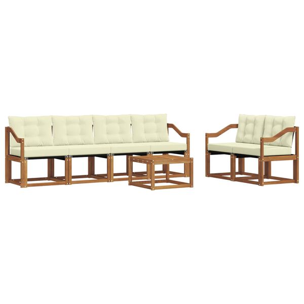 vidaXL Conjunto de sof&aacute;s de exterior con coj&iacute;n 7 pcs Natural y Crema