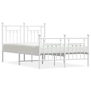 vidaXL Estructura cama sin colch&oacute;n con estribo metal blanco 120x200 cm