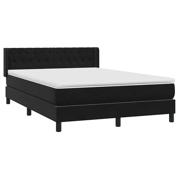 vidaXL Cama box spring con colch&oacute;n terciopelo negro 140x210 cm