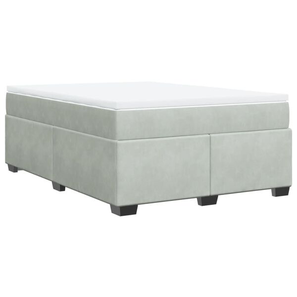 vidaXL Cama box spring con colch&oacute;n terciopelo gris claro 160x200 cm
