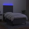 vidaXL Cama box spring colch&oacute;n y luces LED tela gris oscuro 90x200 cm