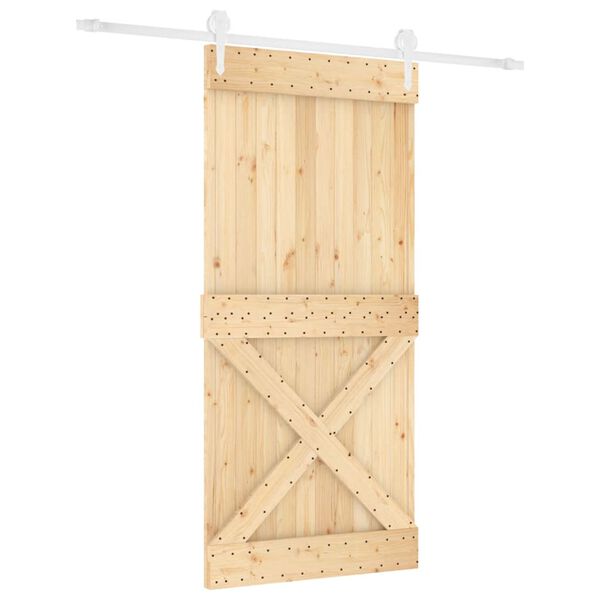 vidaXL Puerta corredera con herrajes madera maciza de pino 95x210 cm