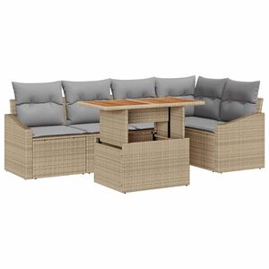 vidaXL Conjunto de sof&aacute;s de jard&iacute;n 6 uds. Beige y gris