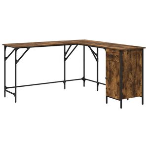 vidaXL Escritorio madera de ingenier&iacute;a roble ahumado 141x141x75 cm