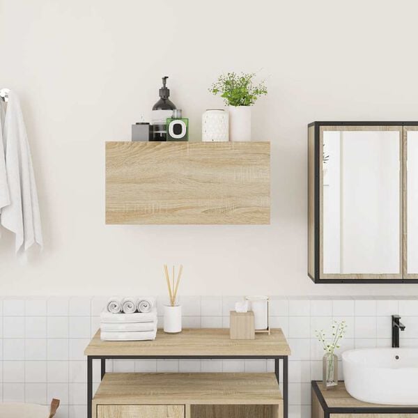 vidaXL Mueble de pared baño madera ingeniería roble Sonoma 60x25x30 cm