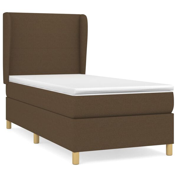 vidaXL Cama box spring con colch&oacute;n tela marr&oacute;n oscuro 80x200 cm