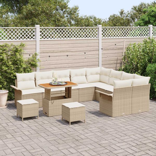 vidaXL Conjunto de sof&aacute; de jard&iacute;n con coj&iacute;n 12 pcs Beige y Crema