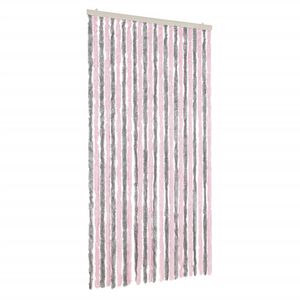 vidaXL Cortina antimoscas chenilla gris plateado y rosa 100x220 cm