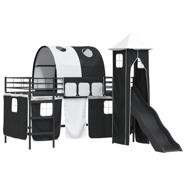 vidaXL Estructura de litera para ni&ntilde;os Negro 79,5 x 200 cm Metal