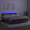 vidaXL Cama box spring colch&oacute;n y LED terciopelo gris oscuro 160x200 cm