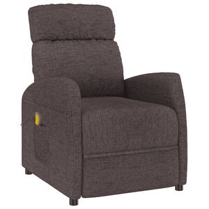 vidaXL Sill&oacute;n de masaje el&eacute;ctrico tela marr&oacute;n oscuro