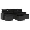 vidaXL Set de comedor de jard&iacute;n 7 pzas y cojines rat&aacute;n sint&eacute;tico negro