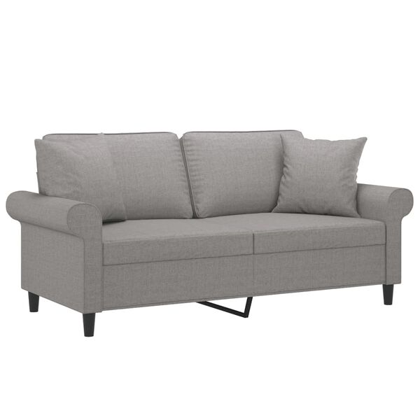 vidaXL Sof&aacute; de 2 plazas con almohadas y cojines tela gris claro 140 cm