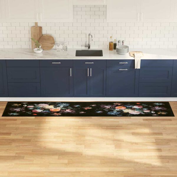 vidaXL Alfombra de cocina Negro 300 x 60 cm Terciopelo