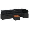 vidaXL Conjunto de sof&aacute;s de jard&iacute;n 7 uds. Negro rat&aacute;n sint&eacute;tico