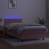 vidaXL Cama box spring colch&oacute;n y LED terciopelo rosa 90x190 cm