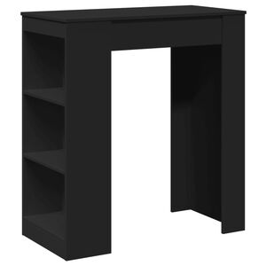 vidaXL Mesa alta con estantes madera ingeniería negra 95x47x103,5 cm
