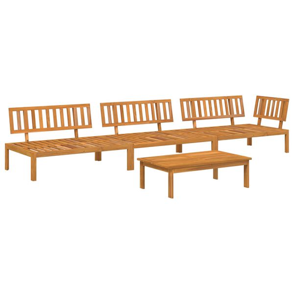 vidaXL Juego de Sof&aacute; con coj&iacute;n 4 pcs Taup&eacute; Madera de Acacia S&oacute;lida