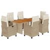 vidaXL Set comedor de jard&iacute;n 7 pzas con cojines rat&aacute;n sint&eacute;tico beige